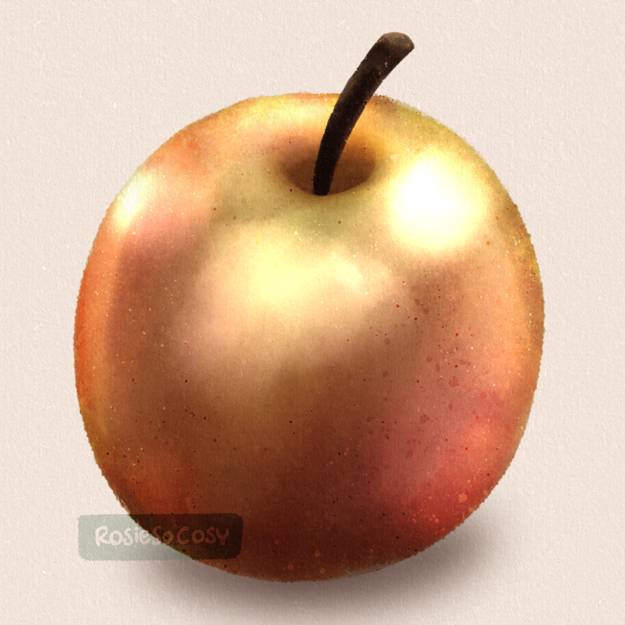 Illustration of a somewhat realistic red apple