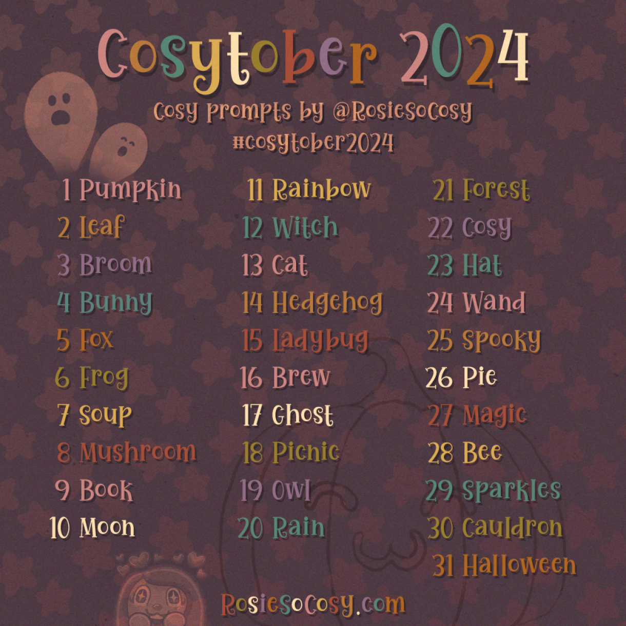 COSYTOBER 2024! Cosy art prompts for October! 